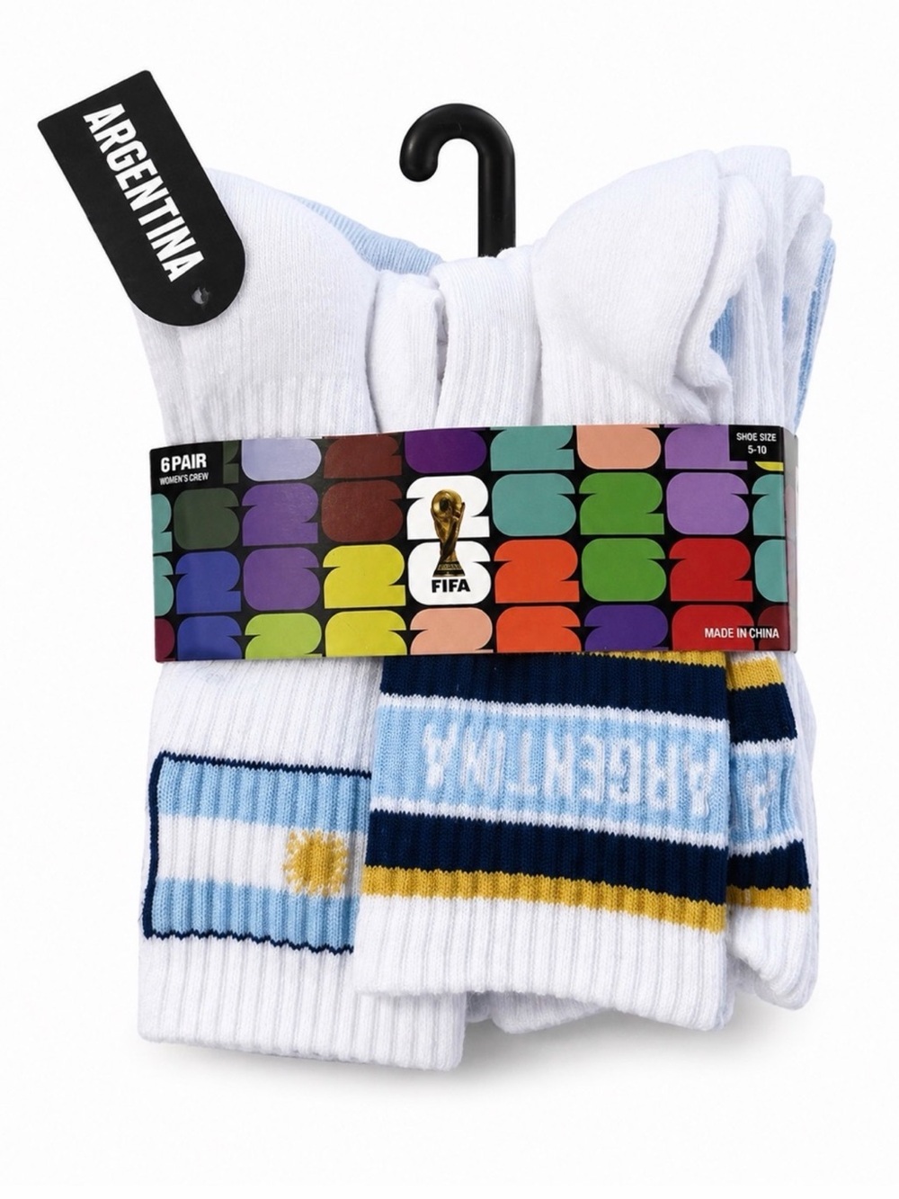 FIFA Argentina Crew Socks - 6 Pair Pack
